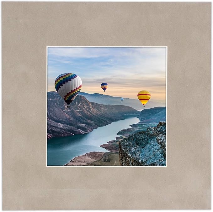 Pack of 25 Acid Free 8x10 Mats Bevel Cut for 5.5x8.5 Photos - Light Grey Suede Precut Matboards For Pictures, Photos, Framing - 4-ply Thickness
