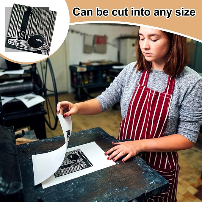 Yeaqee 4 Pcs 12 x 12 Inch Linoleum Block Rubber Carving Block Soft Linocut Blocks Large Linoleum Sheet Unmounted Lino Plates for Engraving Art Project Printmaking Artist Studio Supplies (Gray)