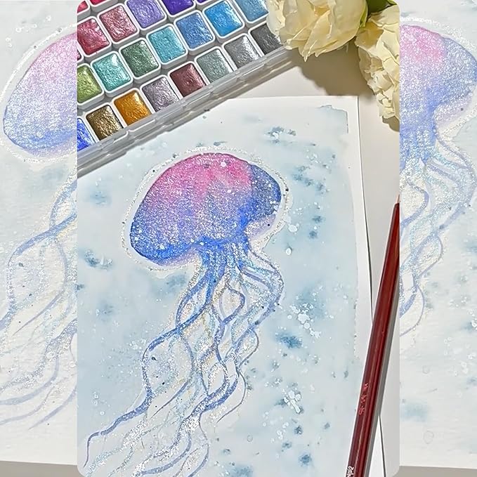 Watercolor Paint Set - Multiple Color Options with Pearlescent Effect, Portable Design, Easy to Mix, Environmental Protection Material, Widely Applicable for Kids and Art Enthusiasts, Perfect for Water Color Paint Sets