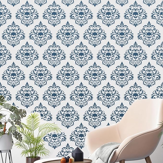 Damask Stencils for Walls 12inch Damask Stencil Large Texture Stencils for Painting on Wood Furniture Canvas Paper Fabric