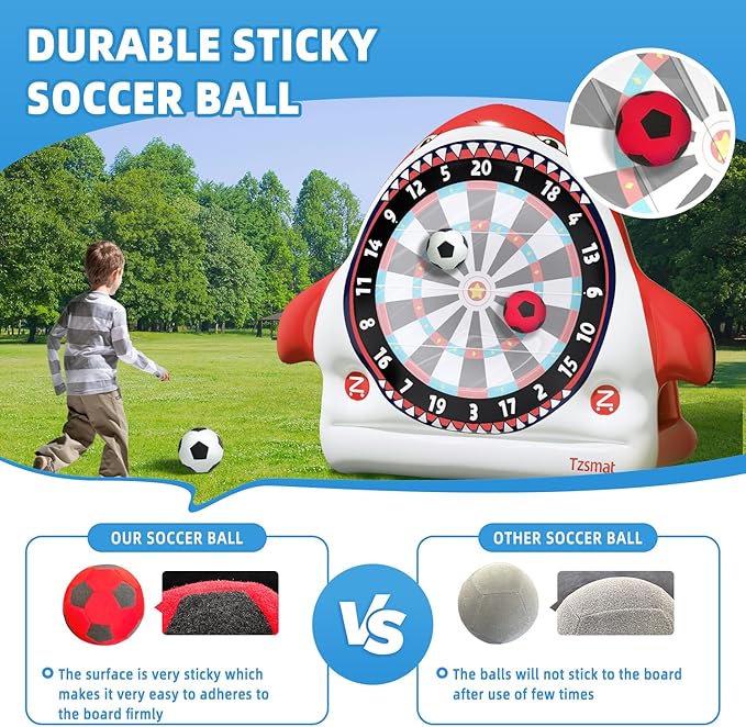 Inflatable Giant Kick Darts - Jumbo Soccer Dartboard Game- Big Carnival Games - Giant Outdoor Games - Giant Yard & Lawn Game for Kids & Adults