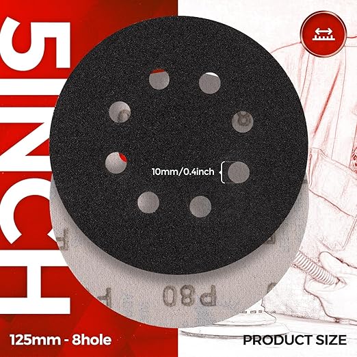 100PCS 5 inch Silicon Carbide Sanding Discs 400 Grit, Wet Dry Orbital 5 Sander Hook and Loop Sandpaper Disc, Best for Metal,Automotive,Wood Polishing