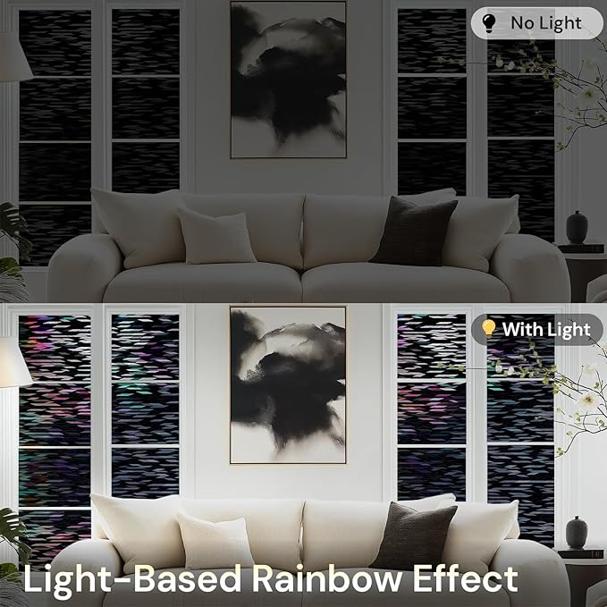 rabbitgoo Window Privacy Film, Total Blackout Window Film, Stained Glass Heat Control Glass Thermal Sticker, Room Darkening Door Cover, Anti-UV Privacy Cling with Installation Tools, 17.5" x 78.7"