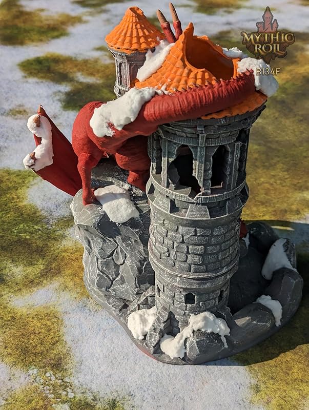 Dragon 3D Printed Dice Tower - Mythic Roll Collection - Unchained Games - Ascend to New Heights with your Rolls! (05.) Green)
