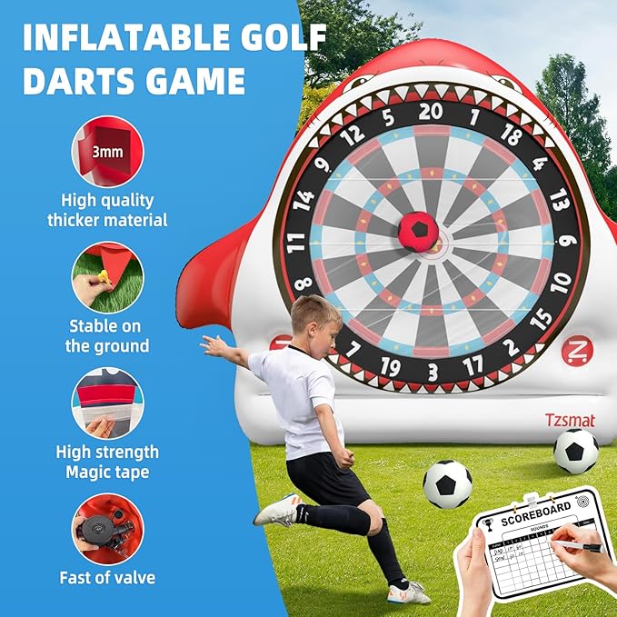Inflatable Giant Kick Darts - Jumbo Soccer Dartboard Game- Big Carnival Games - Giant Outdoor Games - Giant Yard & Lawn Game for Kids & Adults