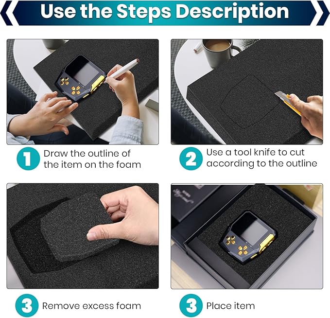 6 Pcs 16 x 12 x 1.5 Inches Polyurethane Foam - Packing Foam Inserts for Cases Black Craft Foam Sheets for Packing Padding 1.5 Inch Thick for Camera Toolbox Storage
