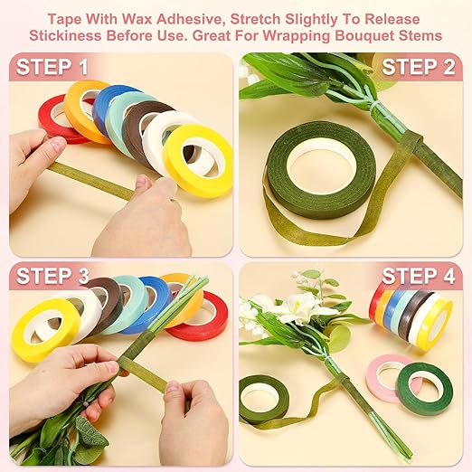 MECCANIXITY 3 Rolls Floral Tapes, 30 Yard x 1/16 in Florist Crepe Flowers Bouquets Tape Adhesive Waterproof for Flower Arranging Wrapping, Purple