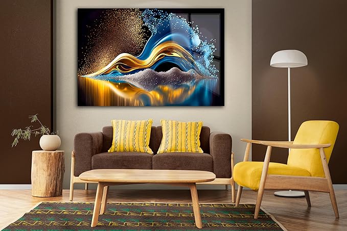 SpiritualHands Colorful Abstract Printed Tempered Glass Wall Art Painting for Living Room, Tempered Glass Modern Prints Decor, Large Vivid Color Panel for Bedroom, Kitchen, or Office