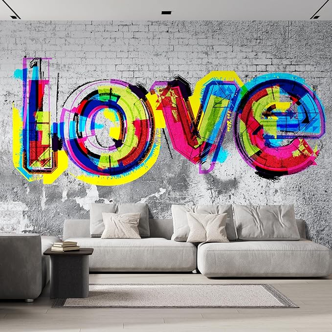 wall26 Wall Sticker/Wall Mural Colorful Graffiti, Not Peel and Stick, Non-Woven Wallpaper Decorative for Bedroom, Living Room,Office - 132x120 inches