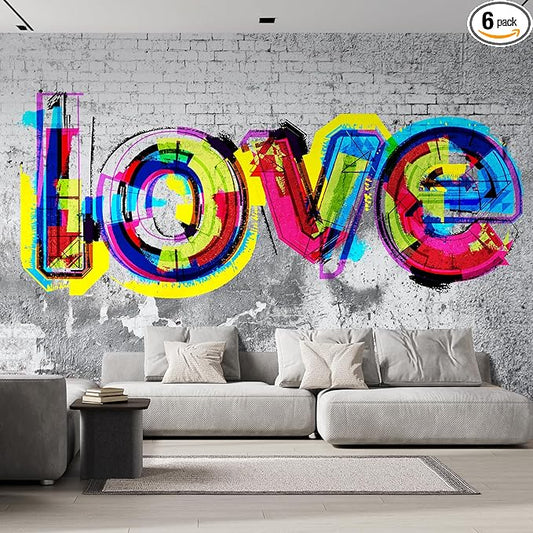 wall26 Colorful Graffiti Large Wall Mural, Removable Peel and Stick Wallpaper, Home Decor - 120x144 inches