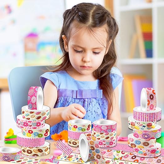 Donut Washi Tape Set 12 Rolls,Cute Washi Tape Candy Cake Gifts Wrapping Decorative Paper Stickers Decorative Tapes for DIY Art Crafts Wrapping Decor Junk Journal Scrapbooking Gifts Stickers
