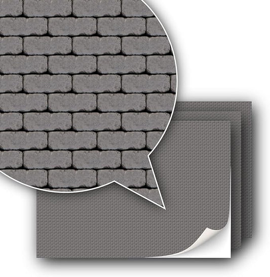3 Sheets Self-Adhesive Decorative Film Paving Stones and Surfaces for Model Making in Scale 1:87 Scale H0 (UK: 3.5 mm Scale) (Wall Bricks)