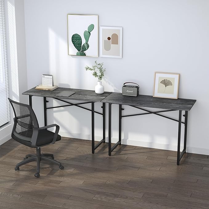 Folding Computer Desk 47 inch Writing Gaming Computer Camping Table, No Assembly Required Home Office Desk, Grey