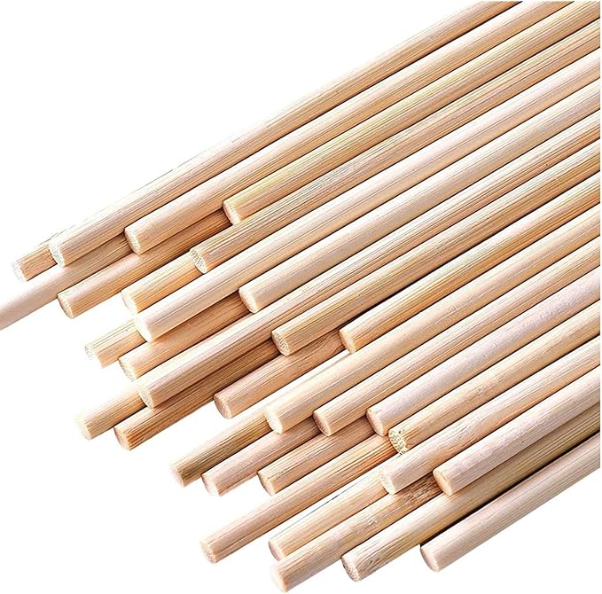 HOPELF 200PCS Wooden Dowel Rods - 1/8 x 6 Inch Bamboo Sticks - for Crafts, Cake Dowels and DIYers