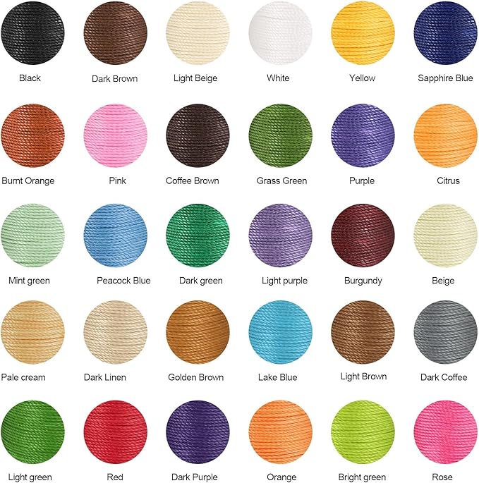 uxcell Round Leather Sewing Waxed Thread, 55m / 60 Yards Wax Polyester String, 0.8mm Waxed Stitching Cord for Leather Crafts, Bookbinding, Bracelets Braided, Light Green