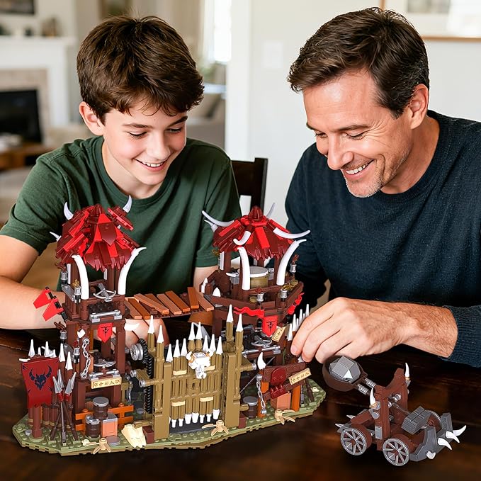 BNG Bonfire Gate Building Set for Adult, Orc Fortress Gate Building Block, Home Office Decor, Stem Toy and Creative Gift for Teen Boy (1279PCS)
