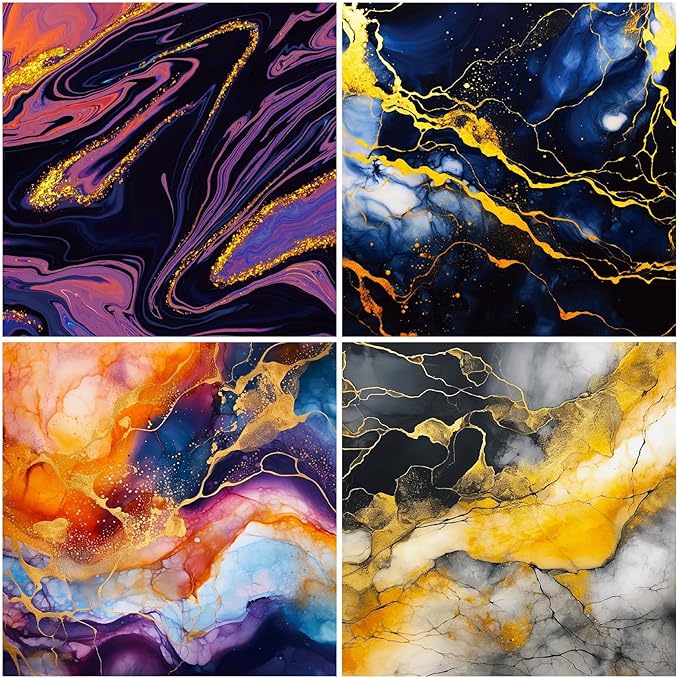 Marbled Scrapbook Paper Pad Color Marbled Patterned Paper 6×6,24 Sheets Single-Sided Scrapbooking CardStock Papers Pad for Holiday Cardmaking DIY Origami Journaling.