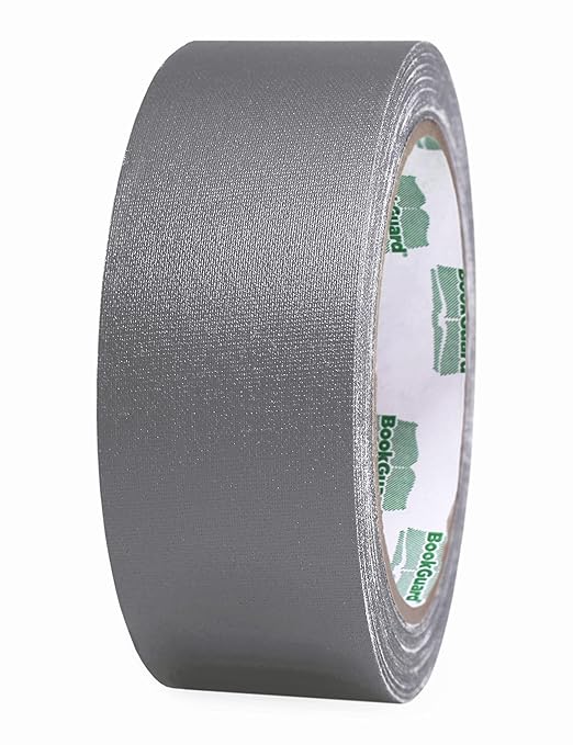BookGuard 1-1/2 Inch Vinyl-Coated Cotton Cloth Bookbinding Repair Tape, 15 Yard Roll, Gray