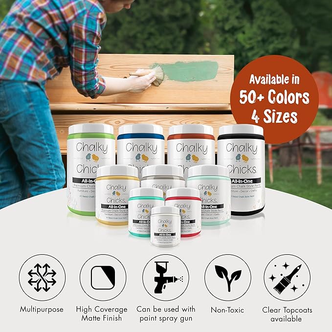 Chalky Chicks All-in-One Chalk Paint for Furniture or Cabinet - 4 Fl Oz - Matte Finish Pumpkin Pie Orange for Metal, Wood Furniture Paint - No Sanding All-in-One for Home Decor & Crafts, USA Made