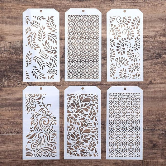 DIY Decorative Stencil Template for Scrapbooking Painting on Wall Furniture Crafts,Set of 6 (Seamless Leaf)