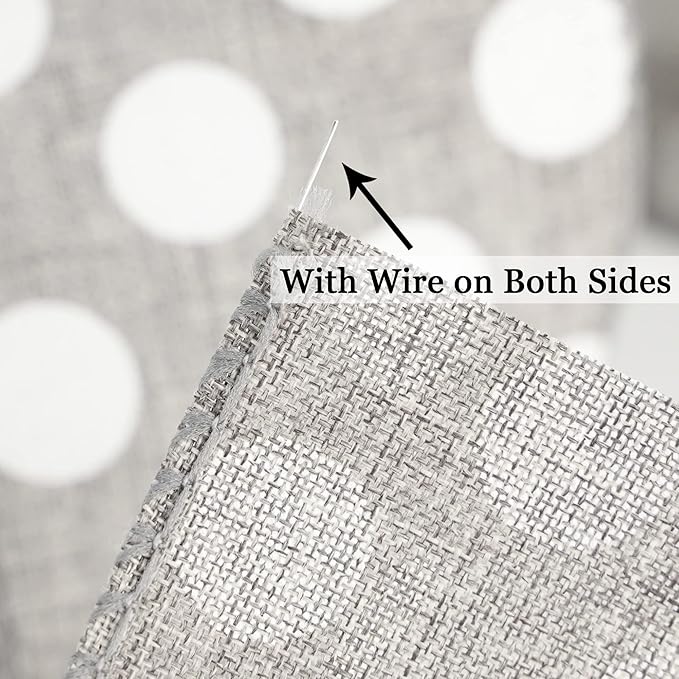 MEEDEE Polka Dots Burlap Ribbon - 2.5 Inch Wired Ribbon for Baby Shower, Farmhouse Decor, Elephant Wreath, Cakes - 10 Yards