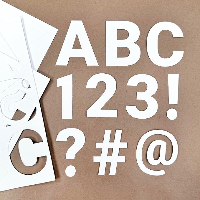 209 Pcs 3 in. White Bulletin Board Letters & Numbers, Capital Letters, Numbers, Punctuation, US Made Card Stock Punch Out Letters for Poster, Bulletin Board, Classroom