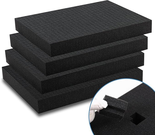 Pick and Pluck Foam Inserts, Pre-cubed Pick Apart Sheets for Crafts Toolbox Game Box Camera Cases Drawer Storage (4Pcs 16 x 12 x 2 Inch)