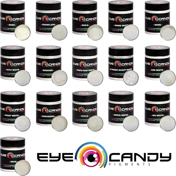 Eye Candy Pigments Premium White Mica Powder - Mashido (50gr) - for Epoxy, Resin, Soap, Paint, Woodworking, Acrylic Pouring, Bath Bombs, Fishing Lures - DIY Arts and Crafts Additive