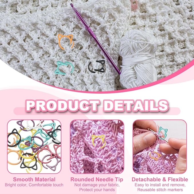 uxcell 50pcs Stitch Markers, Spiral Stitch Markers Crochet Needle Clip Counter Knit Ring Crochet Locking Sewing Accessories for DIY Handcraft Knitting and Crocheting, Orange