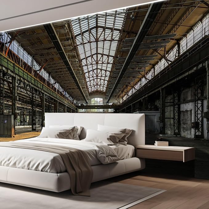wall26 Industrial Interior of an Old Factory Building Removable Wall Mural | Self-Adhesive Large Wallpaper - 96x144 inches