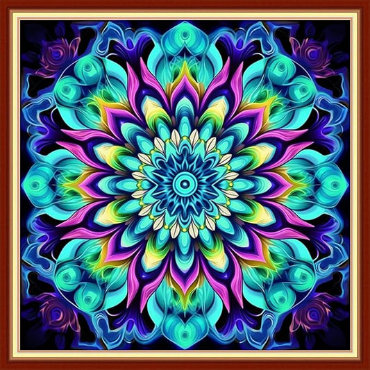 DMCVIVR Stamped Cross Stitch Kits for Adults Beginners Embroidery Kits 11CT Needlepoint Kits Cross Stitch Patterns Embroidery Patterns-Magic Mandala 18x18 inch