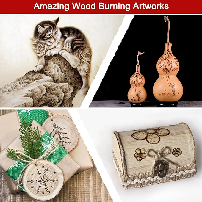 Wood Burning Kit for Beginners, 73PCS Professional Wood Burning Pen and Accessories Wooden Kits Embossing Carving and Wood Burning