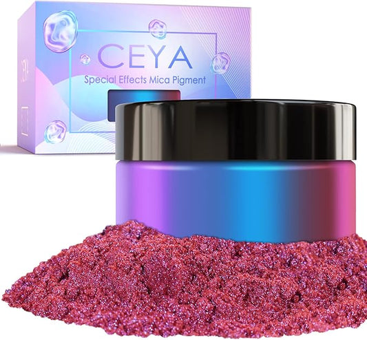 Ceya Chameleon Mica Powder, 1.8oz/ 50g Rosy Amber Chrome Nail Powder, Cosmetic Grade Pearlescent Effect Color Shift Pigment for Epoxy Resin, Makeup, Nail Polish, Soap Dye, Candle Making,Craft,Slime