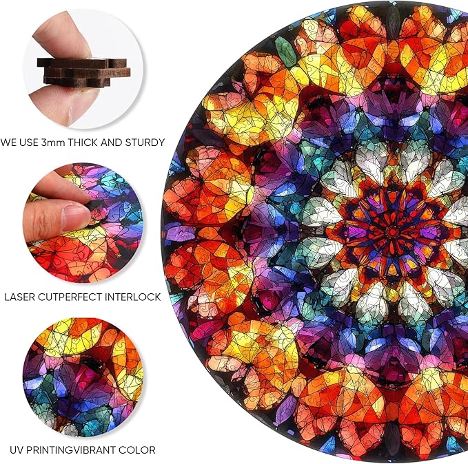 Puzzles for Adults Crystal Mandela Wooden Puzzles, 200 Pieces Unique Shaped Liberty Jigsaw Puzzles, Creative Toys for Adults and Kids, Fun Challenge Family Game 11.2'' x 11.2''