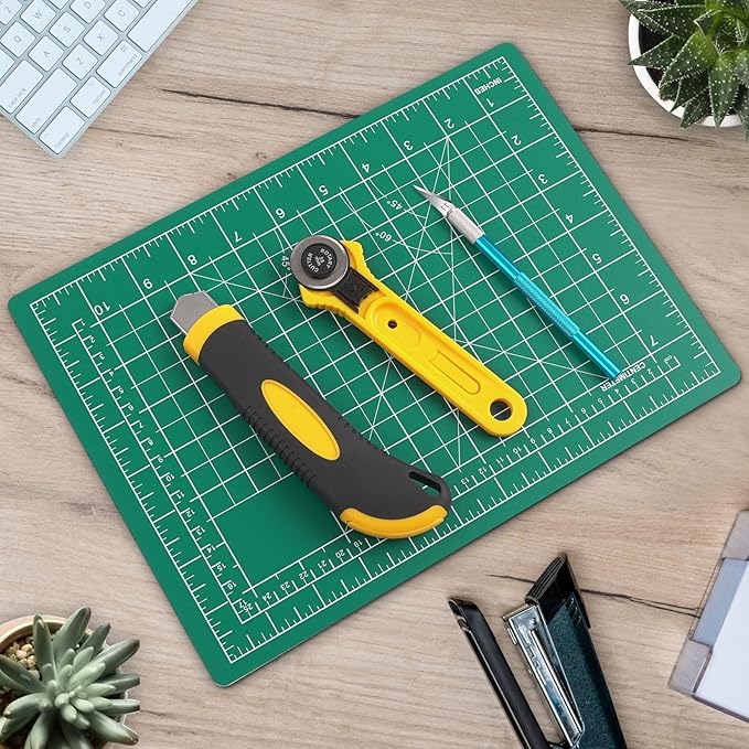 DIYSELF Cutting Mat - 9in12in, A4 Size, Double-Sided, Rotating Mat for Crafts, Sewing, Quilting & More
