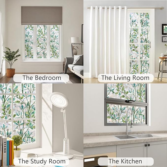 LEMON CLOUD Window Privacy Film, Stained Glass Window Film, Decorative Rainbow Window Clings, Static Cling Non Adhesive Door Stickers, Anti-UV Sun Blocker Heat Control for Home 29.5 x 157.4 inches