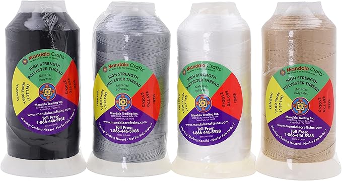 Mandala Crafts Neutral Heavy Duty Thread - 6000 Yds Tex 70 Thread - Bonded Polyester Thread Outdoor Marine Upholstery Threads