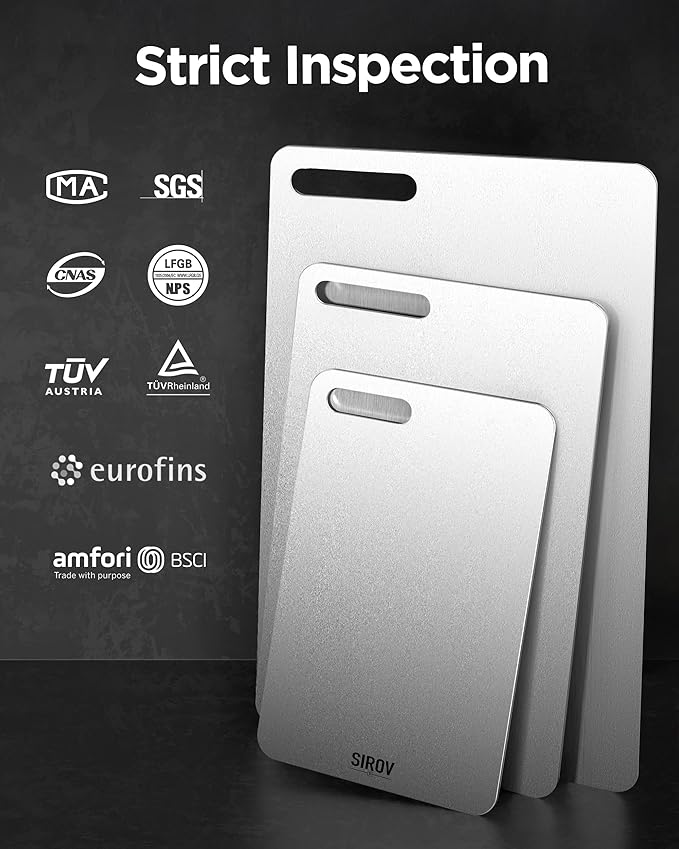 Katuchef Titanium Cutting Board for Kitchen, 100% Pure Titanium Cutting Board Food Grade,Non Toxic chopping board, Dishwasher safe, Easy to Clean Large Size, 16”x10”