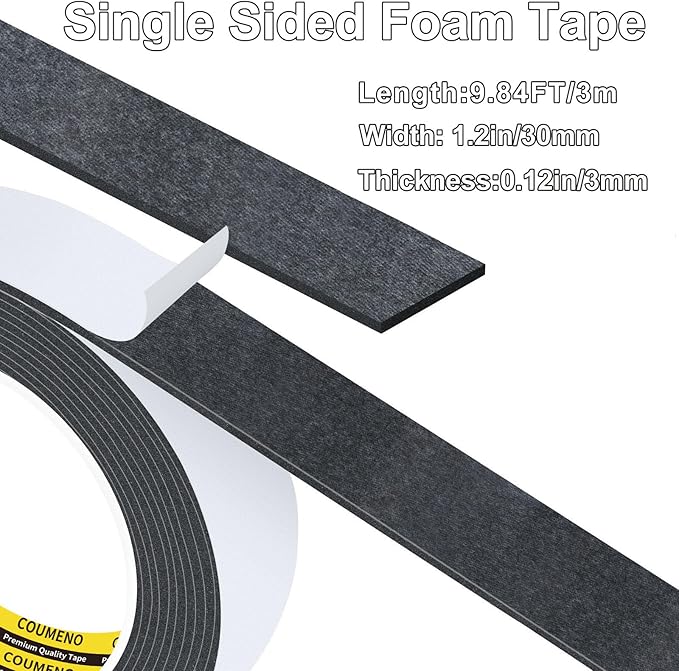 EVA Single-Sided Adhesive Foam Tape, Single-Sided Sealing Strip Foam Pad Sponge Tape Window Weatherproof, Self-Adhesive Insulation Sealing Tape 1.2inX9.84FT