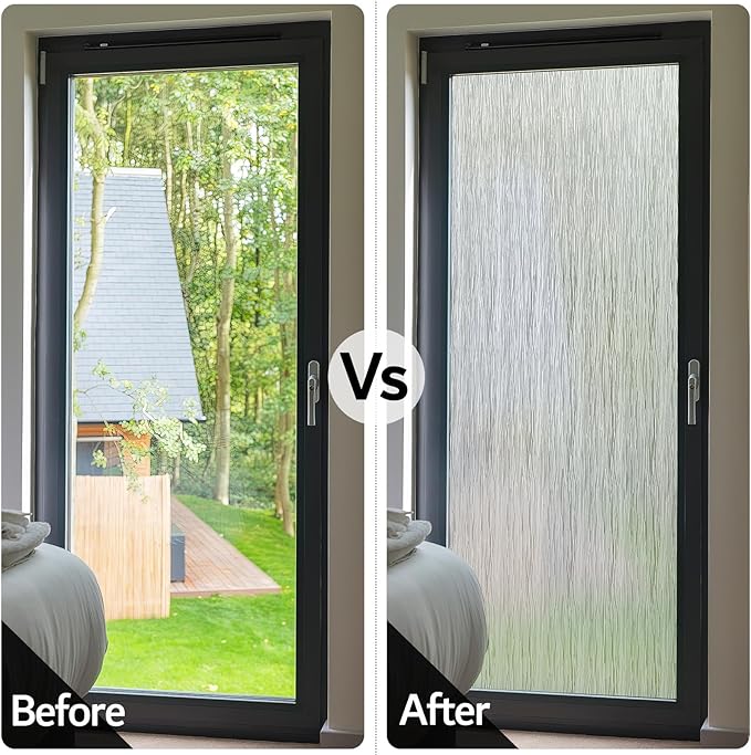 VELIMAX Frosted Window Privacy Film Non Adhesive Window Cling Removable Glass Covering Clear Water Opaque Window Film for Home Anti UV 35.4x78.7 inches