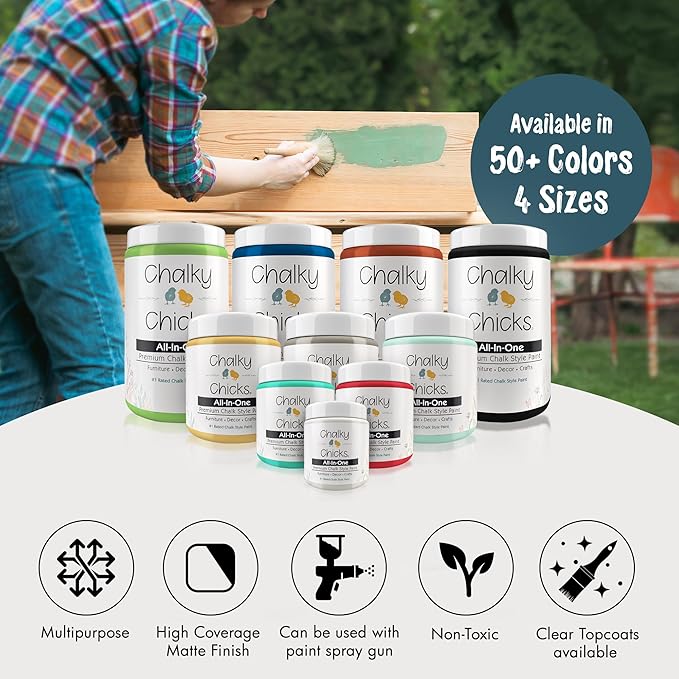 Chalky Chicks All-in-One Chalk Paint for Furniture or Cabinet - 8 Fl Oz - Matte Finish Jaded (Jade) for Metal, Wood Furniture Paint - No Sanding All-in-One for Home Decor & Crafts, USA Made