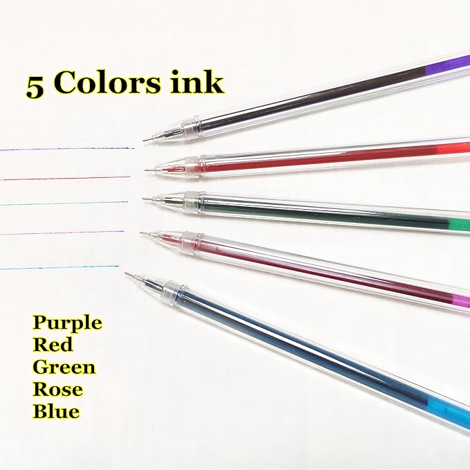 iNee 5 Colors Extra Fine Tip Water Erasable Fabric Marking Pen with 10 Free Refills for Cross Stitch, Embroidery, Sewing, Quilting