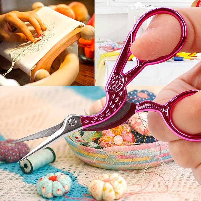 BIHRTC Little Bird Scissors 3.6Inch Sewing Scissors with Artificial Leather Cover Craft Scissor Shears for Crafting Threading Cross Stitch Cutting Art Work DIY Tool