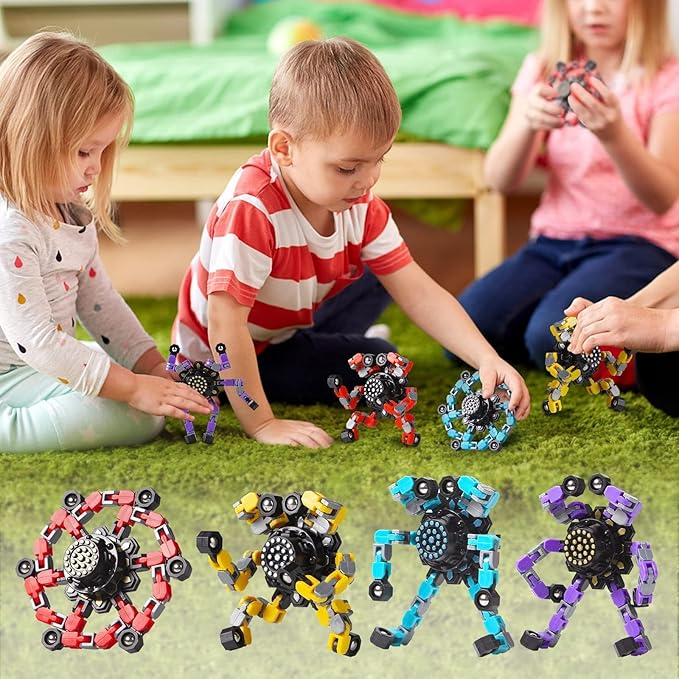 Transformable Fidget Spinners 32 Pcs for Kids and Adults Stress Relief Sensory Toys for Boys and Girls Fidget Toy Classroom Party Favors for Kids 4-8 8-12, Goodie Bag Stocking Stuffers Gifts