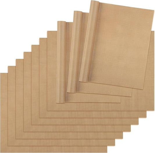 Svaldo Teflon Sheets for Heat Press, 10 Pack, 12x16 Heat Press Paper for T Shirts, Hat, Reusable Non Stick PTFE Teflon Sheet, Iron Transfer Paper for Sublimation Machine, Craft & Baking