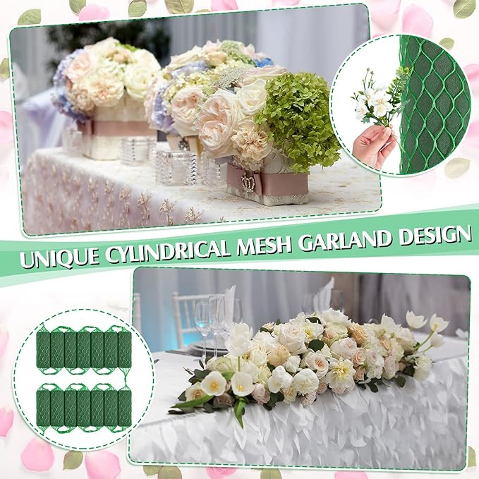 Preboun 14 Pcs Floral Foam Garland 27.6ft Absorption Flower Holder Plant Foam Flower Green Sponge Foam for Wedding Arch Door Tabletop Decoration Arrangement Home Garden Craft