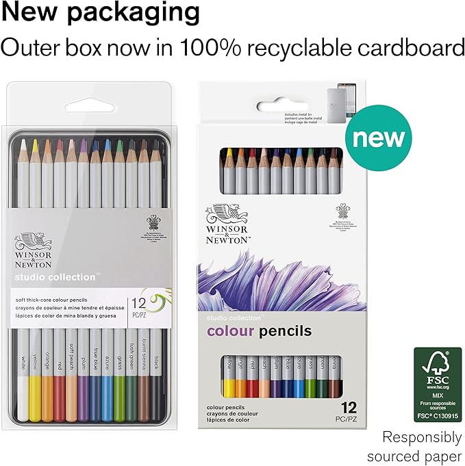 Winsor & Newton Studio Collection Artist Pencils, Color Pencils, Set of 12