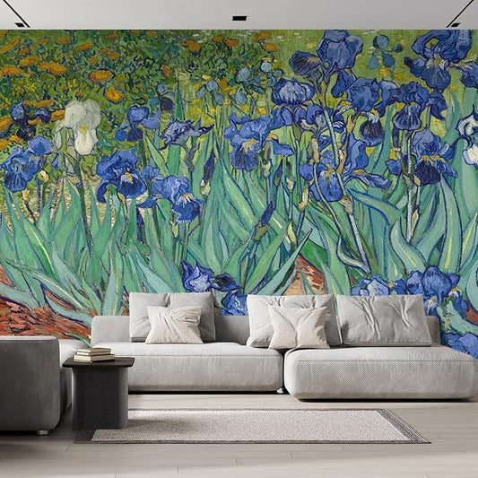 wall26 Irises by Vincent Van Gogh Dutch Impressionism 20th Century Artist Peel and Stick Large Wall Mural, Removable Wallpaper, Home Decor - 108x168 inches