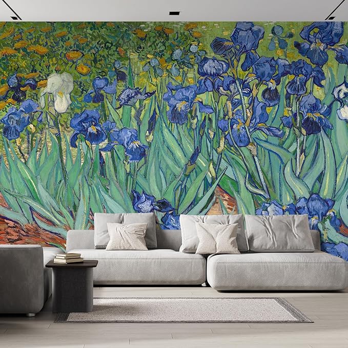 wall26 Irises by Vincent Van Gogh Dutch Impressionism 20th Century Artist Peel and Stick Large Wall Mural, Removable Wallpaper, Home Decor - 108x144 inches