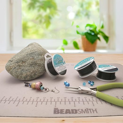 The Beadsmith Wire Elements Craft Wire – Tarnish Resistant, Soft Temper, Round, Black Color – 0.32mm, 28 Gauge, 40 Yard Spool – Jewelry Making, Wire Wrapping, Floral, & Other DIY Crafts
